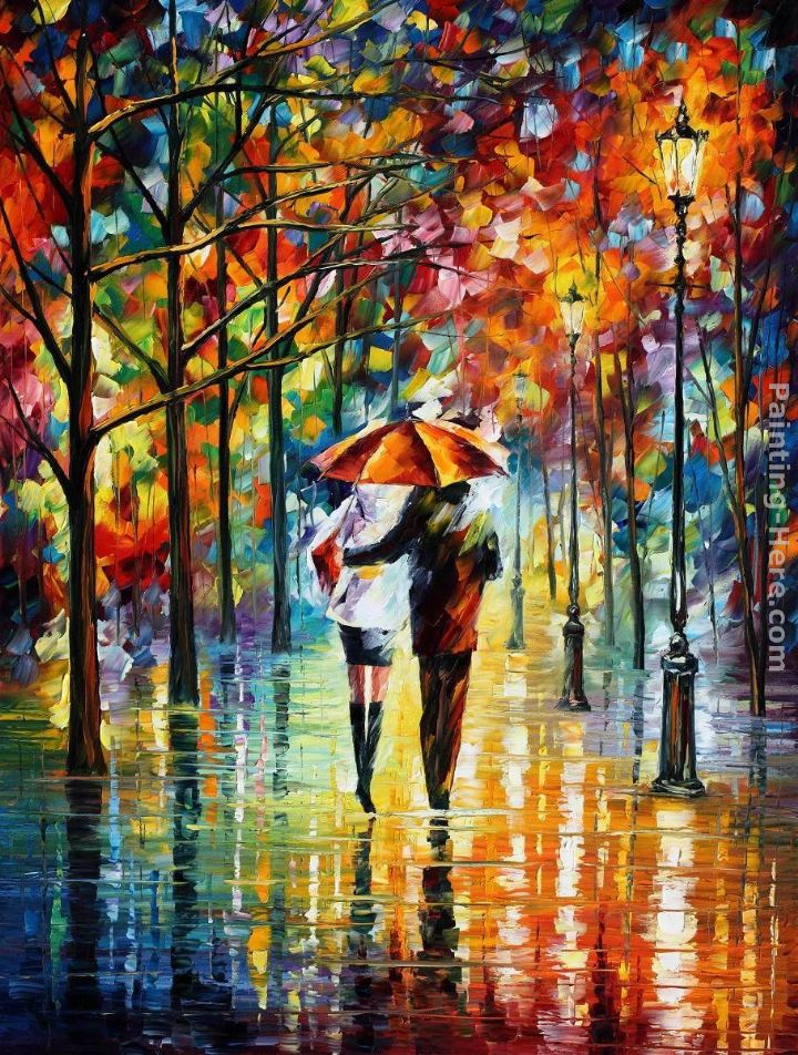 Leonid Afremov UNDER THE RED UMBRELLA painting anysize 50 off UNDER